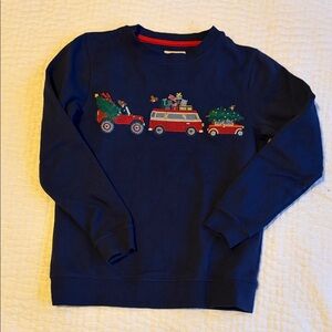Mini Boden Dark Blue Sweater with Holiday Vehicle Design